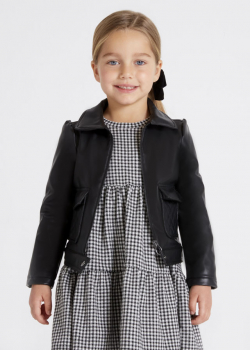 MAYORAL dívčí kožený kabát 4481-029 black