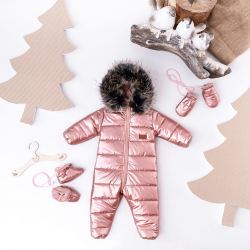 Exkluzivní metalický overal s kožíškem