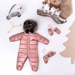 Exkluzivní metalický overal s kožíškem