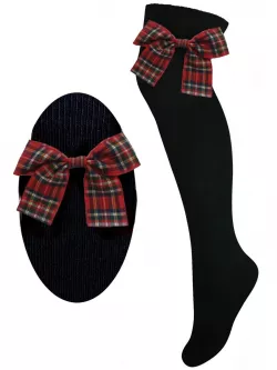 Dívčí jednobarevné nadkolenky s barevnou mašlí