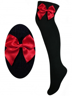 Dívčí jednobarevné nadkolenky s barevnou mašlí