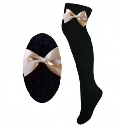 Dívčí jednobarevné nadkolenky s barevnou mašlí