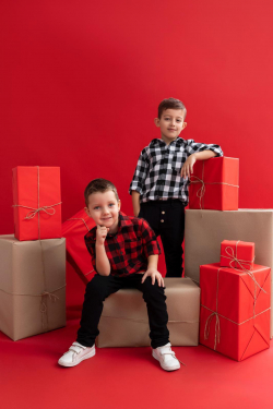 Chlapecká kostkovaná košile - černobílá