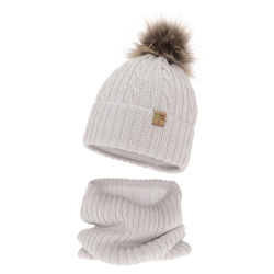 MERINO dívčí zimní čepice s nákrčníkem