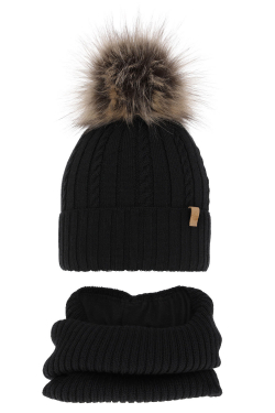 MERINO dívčí zimní čepice s nákrčníkem