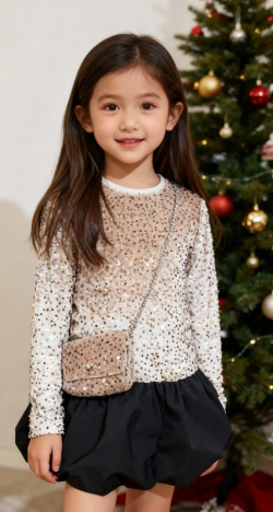 Sametové flitrované šaty s kabelkou